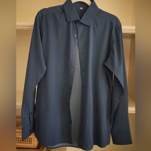Men's State and Liberty Navy Polka Dot Dress Shirt